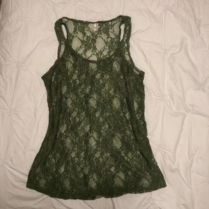 Olive Green Lace Tank